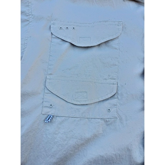 Columbia PFG Short Sleeve Button Up Shirt Men Size 2XL Khaki Vented Top FM7130 - Picture 2 of 12